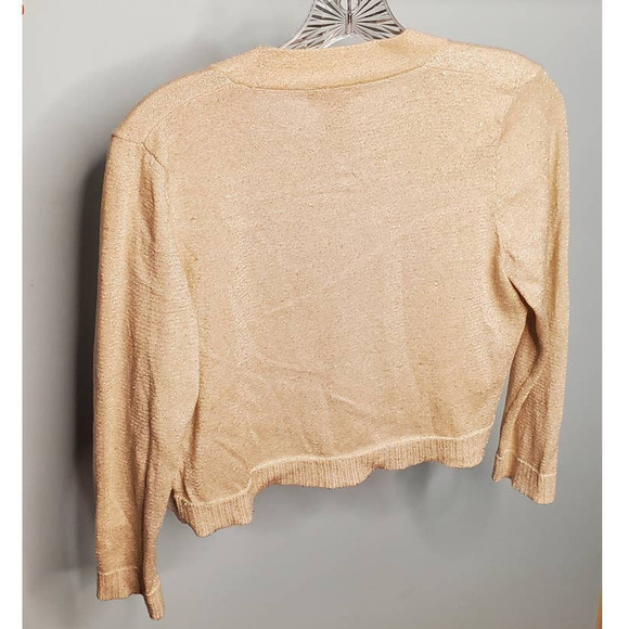 GRACE Knit Dressing Y2K Chic Cream & Gold Subtle Sparkly Lightweight Cardigan - Picture 3 of 7